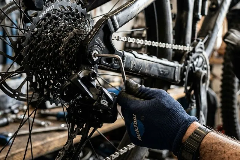 Instalação e aperto do câmbio traseiro na gancheira da bicicleta