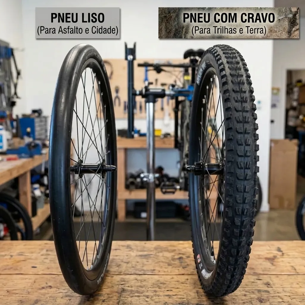 Comparação entre Pneu Slick e Pneu Cravo